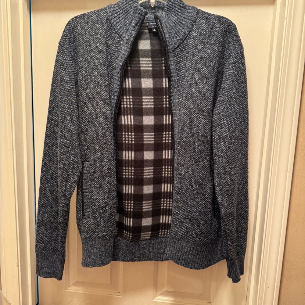 Men's Gray/Blue Sweater full zip XL